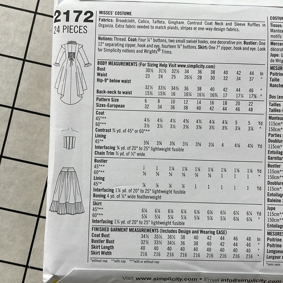 Simplicity 2172 women's historic sewing pattern, victorian/steampunk style - Picture 5 of 6